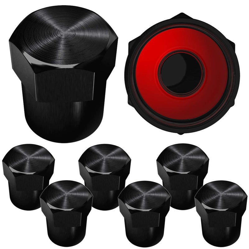 SAMIKIVA Brass Rubber Seal Tire Valve Stem Caps, Dust Proof Covers Universal fit for Cars, SUVs, Bike and Bicycle, Trucks, Motorcycles Flat Top (Black (8 Pack)) - Image 1